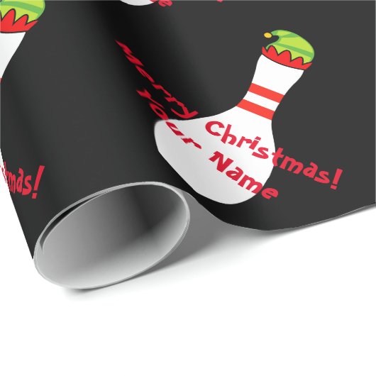 Bowling Button mit Elch personalisiert Weihnachten Geschenkpapier (Rolleneckpunkt)