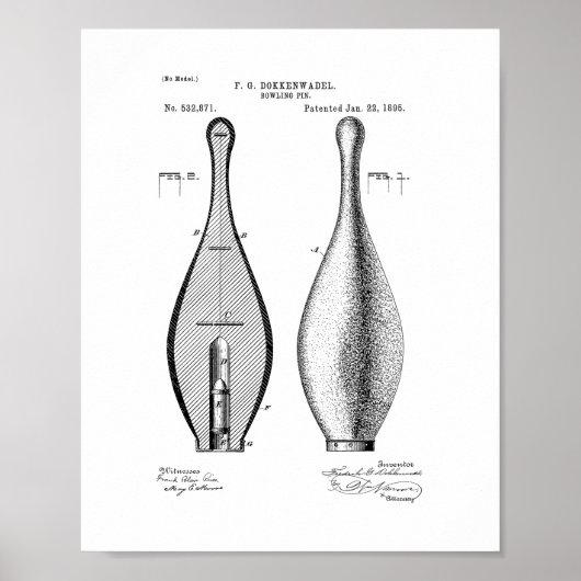 Bowling Button Patent Poster (Vorne)
