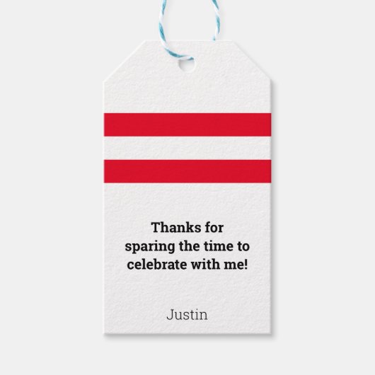 Bowling Button Rote Streifen mit benutzerdefiniert Geschenkanhänger (Vorderseite)