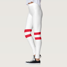 Bowling Button Streifen | Minimalistische Rote Str Leggings