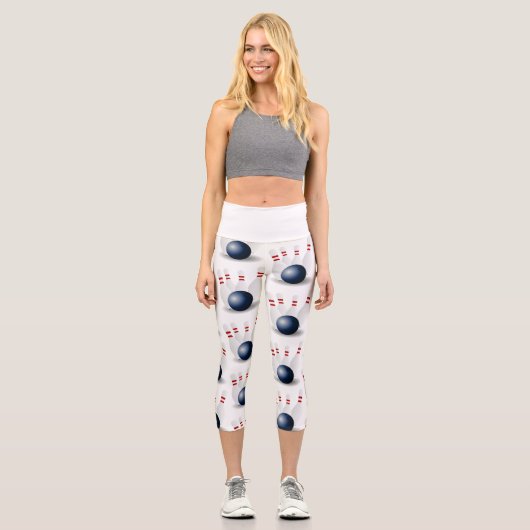 Bowling Button weiß Capri Leggings (Vorderseite)