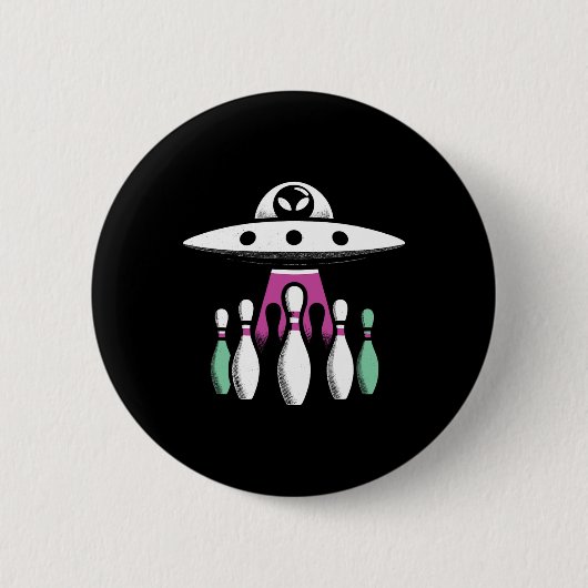 Bowling Buttone Entführung Alien Ufo - Funny Alien Button (Vorderseite)
