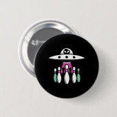 Bowling Buttone Entführung Alien Ufo - Funny Alien Button (Vorne & Hinten)