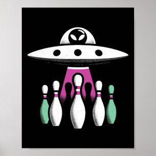 Bowling Buttone Entführung Alien Ufo - Funny Alien Poster