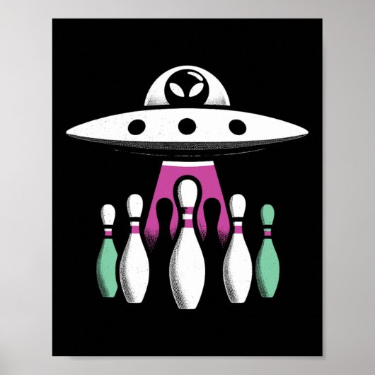 Bowling Buttone Entführung Alien Ufo - Funny Alien Poster (Vorne)