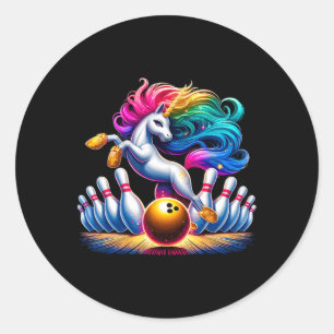 Bowling Buttone Funny Unicorn Sport Bowler Runder Aufkleber