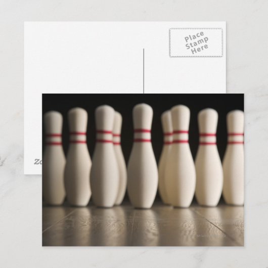 Bowling Buttone Postkarte (Vorne/Hinten)