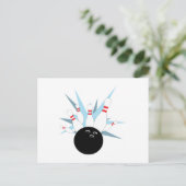 Bowling Buttone Postkarte (Stehend Vorderseite)
