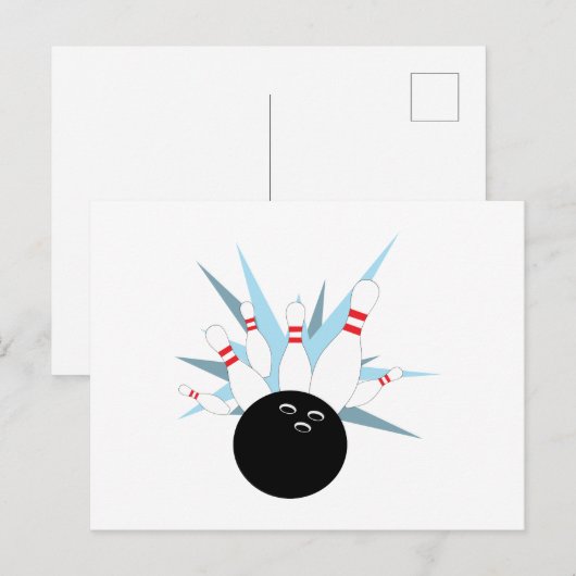 Bowling Buttone Postkarte (Vorne/Hinten)