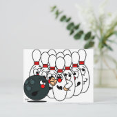 Bowling Buttone Postkarte (Stehend Vorderseite)