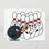 Bowling Buttone Postkarte (Vorne/Hinten)