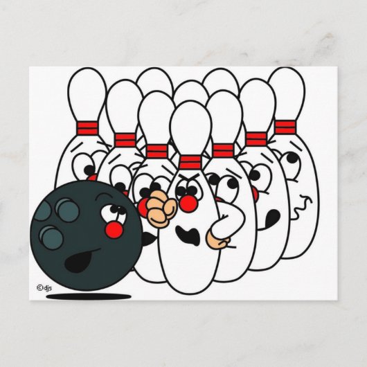 Bowling Buttone Postkarte (Vorderseite)