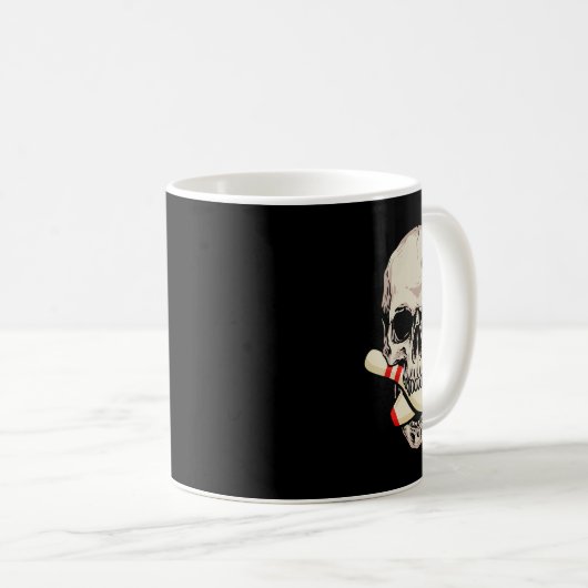 Bowling Buttone Retro Skelett Kopf Bowling Bal Kaffeetasse (VorderseiteRechts)