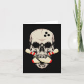 Bowling Buttone Retro Skelett Kopf Bowling Bal Karte (Vorderseite)