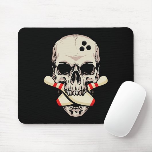 Bowling Buttone Retro Skelett Kopf Bowling Bal Mousepad (Mit Mouse)