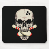 Bowling Buttone Retro Skelett Kopf Bowling Bal Mousepad (Vorne)