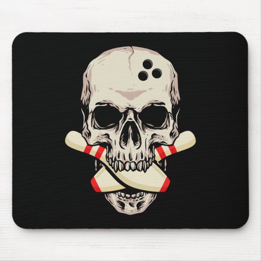 Bowling Buttone Retro Skelett Kopf Bowling Bal Mousepad (Vorne)