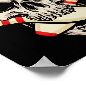 Bowling Buttone Retro Skelett Kopf Bowling Bal Poster (Ecke)