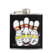 Bowling-Buttone, schwarz Flachmann (Vorderseite)