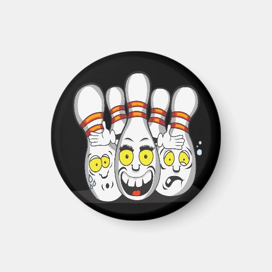 Bowling-Buttone, schwarz Magnet (Vorne)