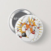 Bowling Buttone Strike Cartoon Button (Vorne & Hinten)