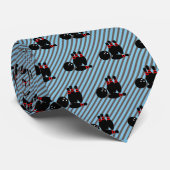 Bowling-Buttone und Ball-Grafik auf Diagonalstreif Krawatte (Gerollt)