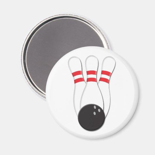 Bowling Buttone und Ball Magnet (Vorderseite/Rückseite)