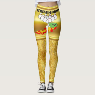 Bowling Buttone und Ball mit dem Wort STRIKEOLOGIS Leggings