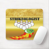 Bowling Buttone und Ball mit dem Wort STRIKEOLOGIS Mousepad (Mit Mouse)