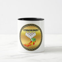 Bowling Buttone und Ball mit dem Wort STRIKEOLOGIS