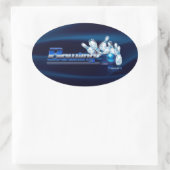 Bowling Buttone und Ball Ovaler Aufkleber (Tasche)