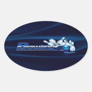 Bowling Buttone und Ball Ovaler Aufkleber