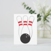 Bowling Buttone und Ball Postkarte (Stehend Vorderseite)