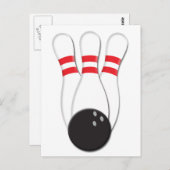 Bowling Buttone und Ball Postkarte (Vorne/Hinten)