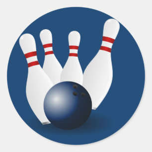 Bowling Buttone und Ball Runder Aufkleber