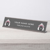 Bowling Buttone und Bälle Schreibtischnamensplakette (Vorderseite )