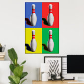 Bowling Buttone Wall Pop Art Design Poster (Heimbüro)