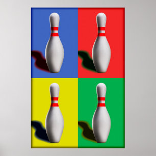 Bowling Buttone Wall Pop Art Design Poster