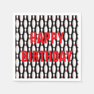 Bowling-Buttone zum Geburtstag in Schwarz Serviette