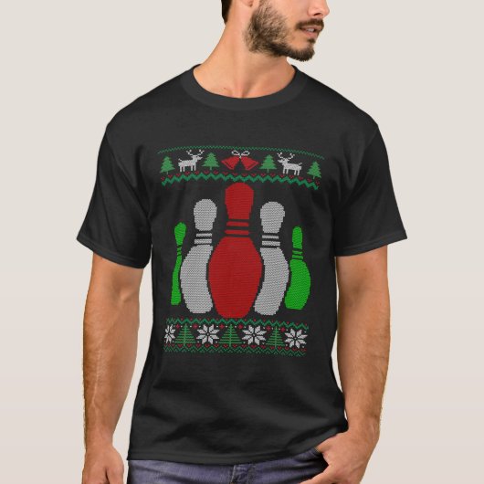 Bowling Buttons Bowler Gift Bowling Team Ugly Chri T-Shirt (Vorderseite)