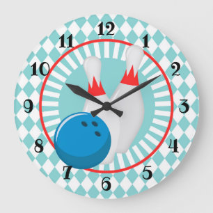 Bowling Buttons - Bowling Ball - Niedliches Sport Große Wanduhr