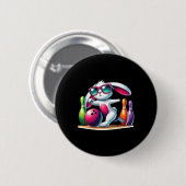 Bowling Byll And Pins Bunny Ear Egg Hunting Easter Button (Vorne & Hinten)