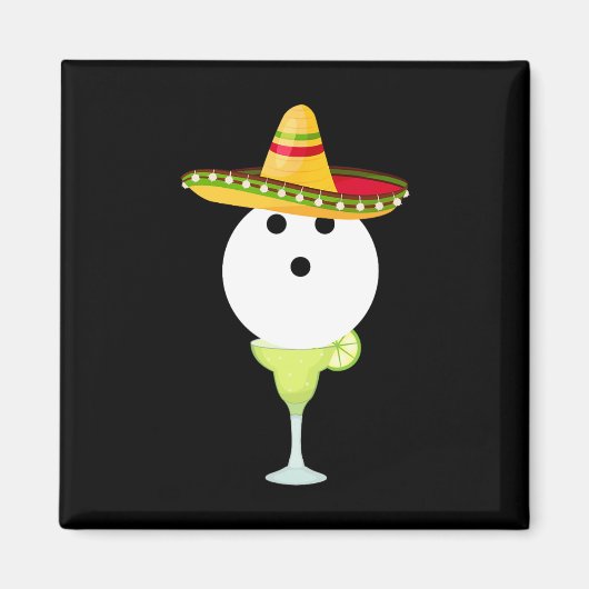 Bowling Byll mit Sombrero und Margarita Sport Chat Magnet (Vorne)