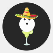 Bowling Byll mit Sombrero und Margarita Sport Chat Runder Aufkleber (Vorderseite)