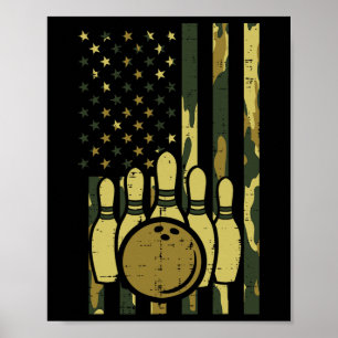 Bowling Camo Amerikanische Flagge Patriotischer Bo Poster
