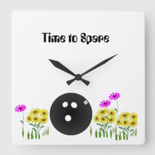 Bowling Cartoon Quadratische Wanduhr