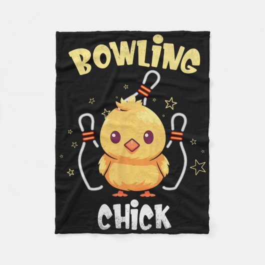 Bowling Chick Funny Chicken Athlete Bowler Men Wom Fleecedecke (Vorderseite)