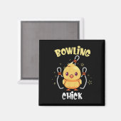 Bowling Chick Funny Chicken Athlete Bowler Men Wom Magnet (Vorderseite/Rückseite)