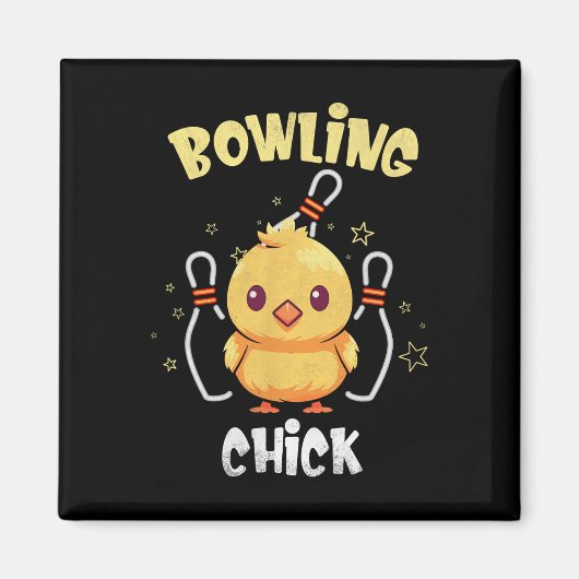 Bowling Chick Funny Chicken Athlete Bowler Men Wom Magnet (Vorne)
