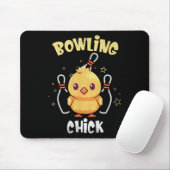 Bowling Chick Funny Chicken Athlete Bowler Men Wom Mousepad (Mit Mouse)